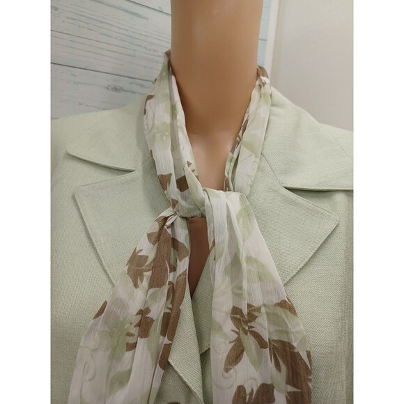 Le Suit Womens Green Blazer Jacket Sz 18 Scarf NWT Career Elegant - Picture 2 of 10